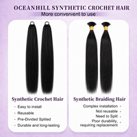 Synthetic straight Feather Crochet hair
